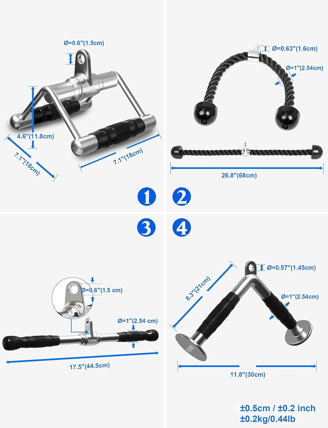 POWER GUIDANCE Trizeps-Kabelzug nach unten drücken, Gewicht Maschinenzubehör 5# V Handle+Rotating Ba