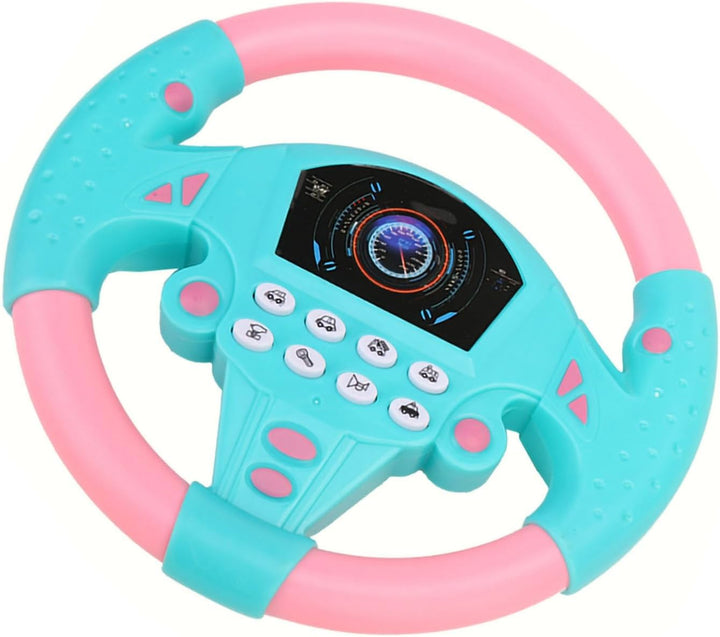 Kinderlenkrad, Elektrisches Lenkrad mit Lichtern und Musik, Simulationslenkrad Kinder, Autositz, Spi