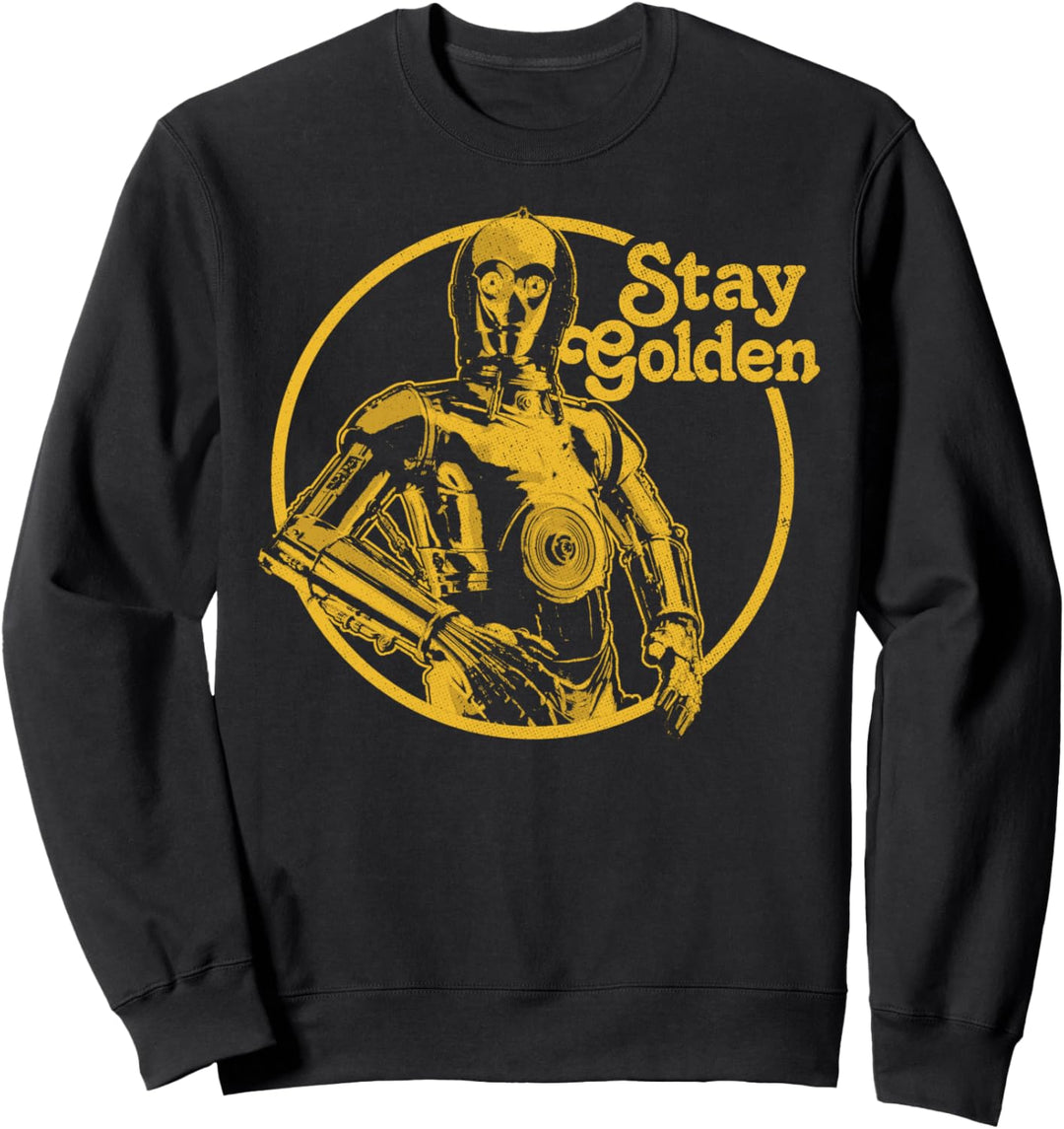 Star Wars C-3PO Stay Golden Text Portrait Sweatshirt