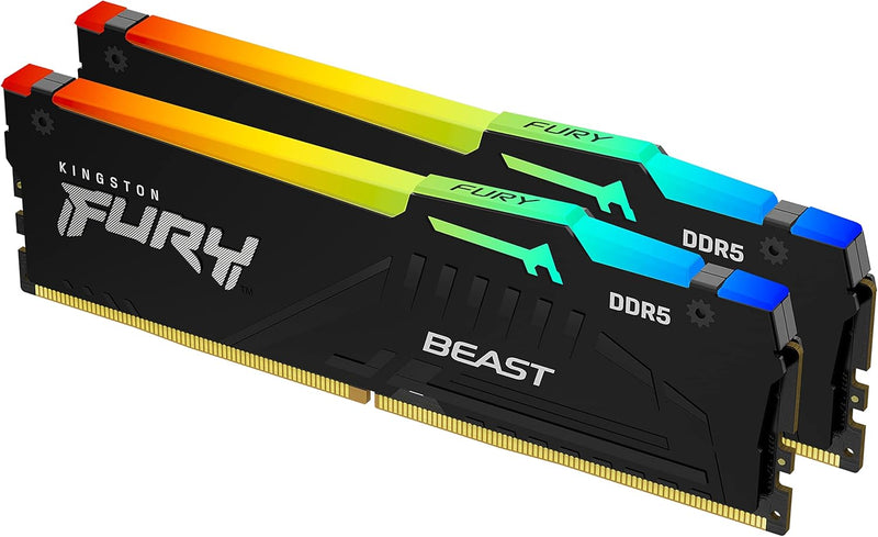 Kingston FURY Beast DDR5 RGB 32GB (2x16GB) 5200MT/s DDR5 CL36 DIMM Desktop Gaming Speicher Kit mit 2