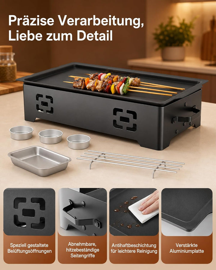 BBQ Warmhalteplatte 37x20cm - Fleischwarmhalter füR Grillen mit Heizplatte | Tragbare Warmhalteplatt