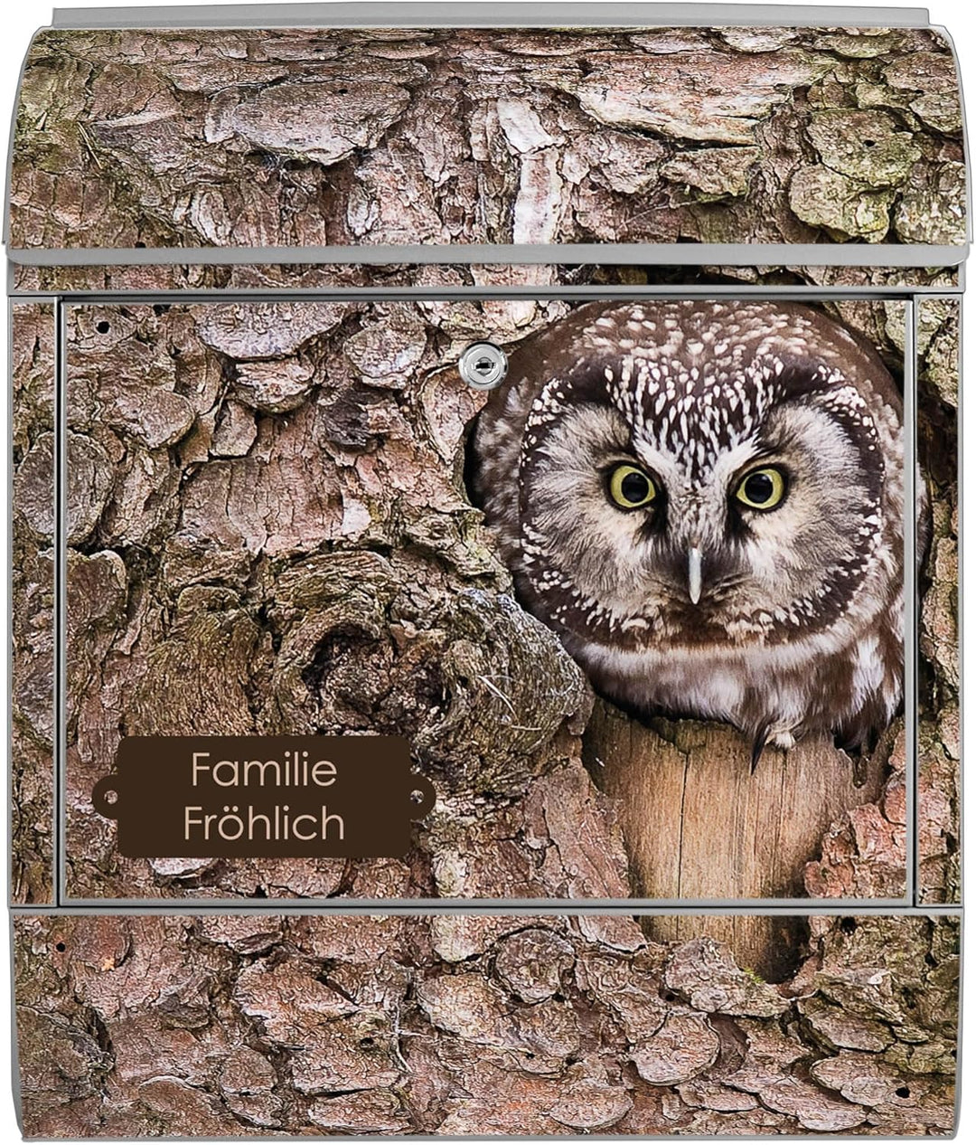 banjado Design Briefkasten personalisiert 38,5x46,5x13cm & 2 Schlüssel - Briefkasten Stahl Silber Ze