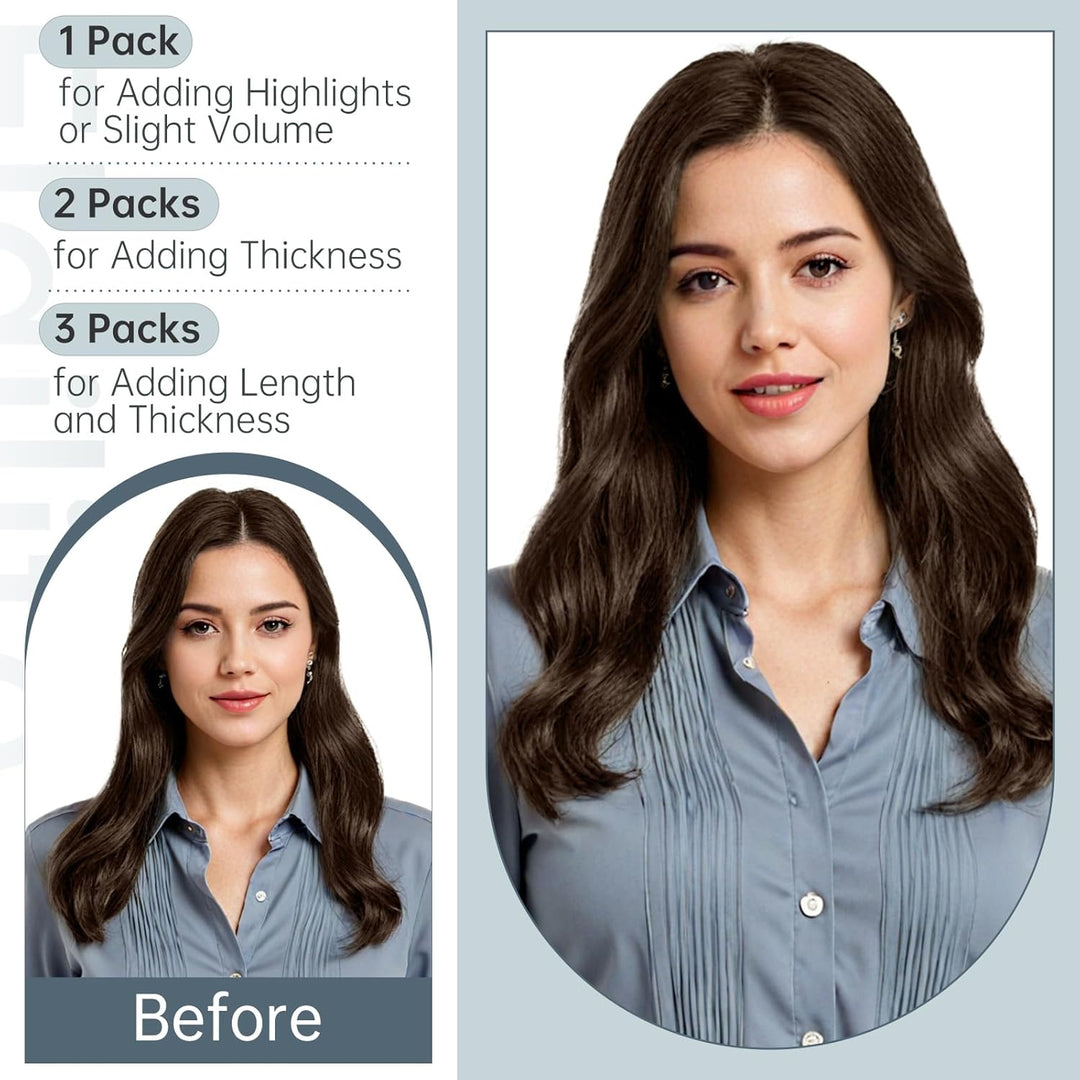 Elailite Echthaar Extensions Tape Braun, 20 stück Mini Tape Invisible Kleber, 50cm Haarverlängerung