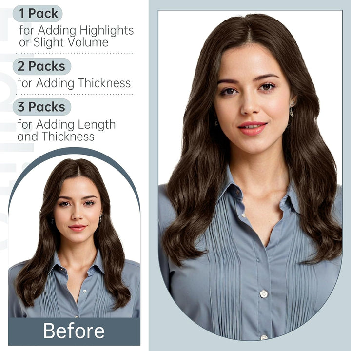 Elailite Echthaar Extensions Tape Braun, 20 stück Mini Tape Invisible Kleber, 50cm Haarverlängerung