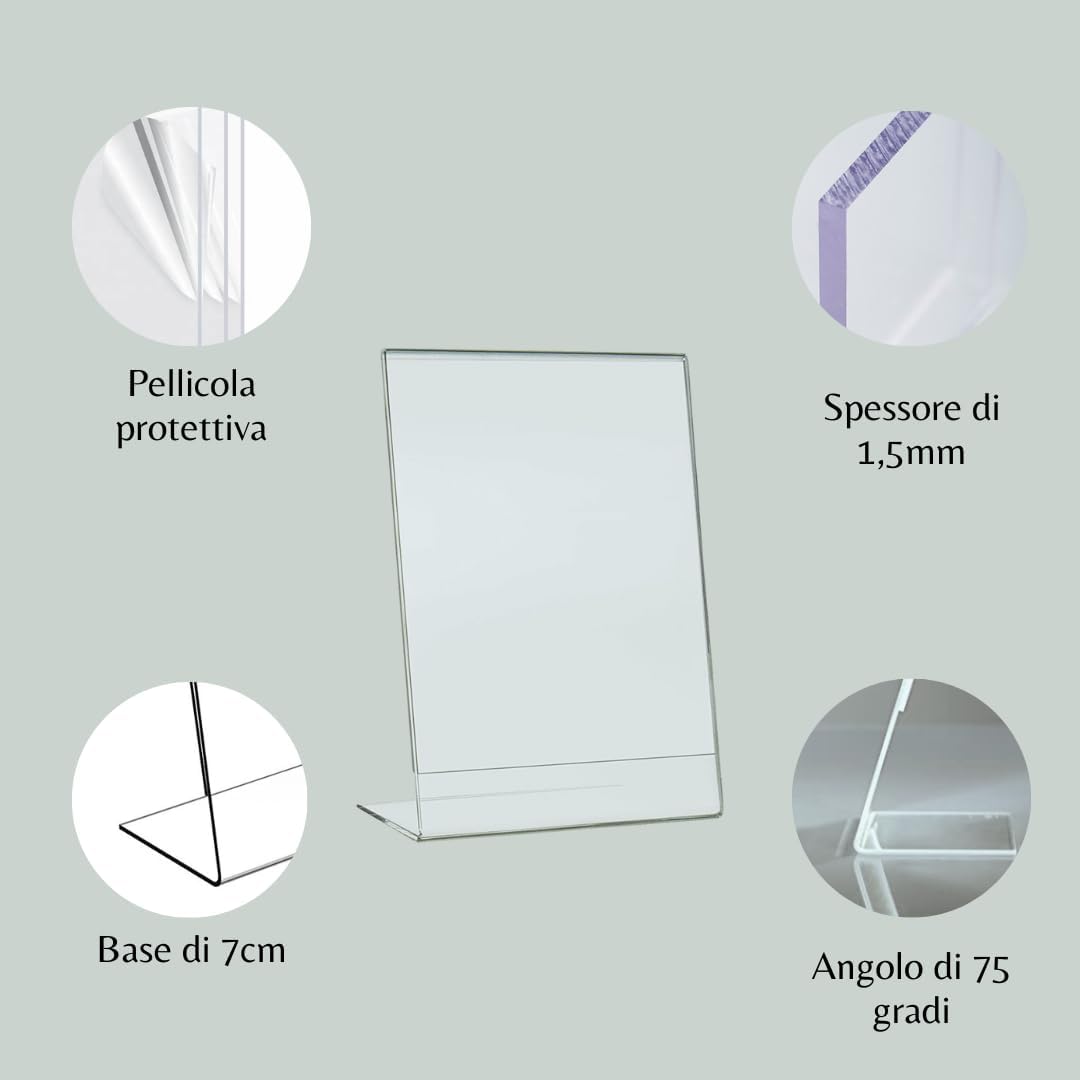 PaJaDa - Aufsteller A4, transparentes Plexiglas, 3er Pack mit L-Form, Menühalter, Leistenhalter, Ban