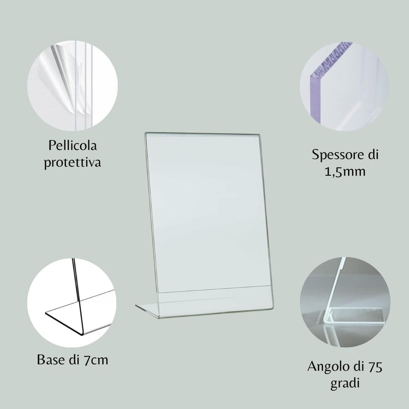 PaJaDa - Aufsteller A4, transparentes Plexiglas, 3er Pack mit L-Form, Menühalter, Leistenhalter, Ban