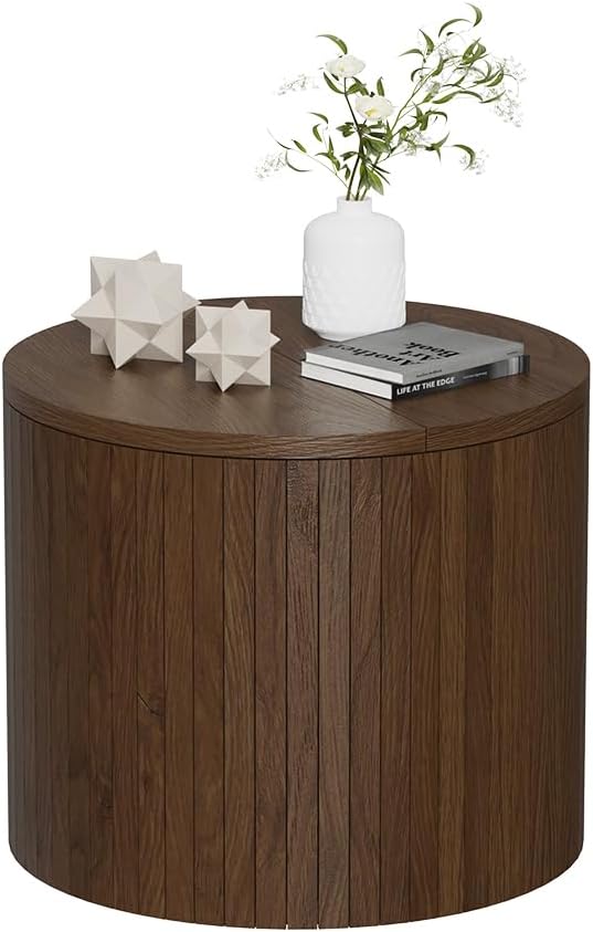 Vicco Couchtisch Tavilo, Nussbaum, 38 x 38 cm, mit Liftfunktion und Abnehmbarer Seitenwand Walnut 38
