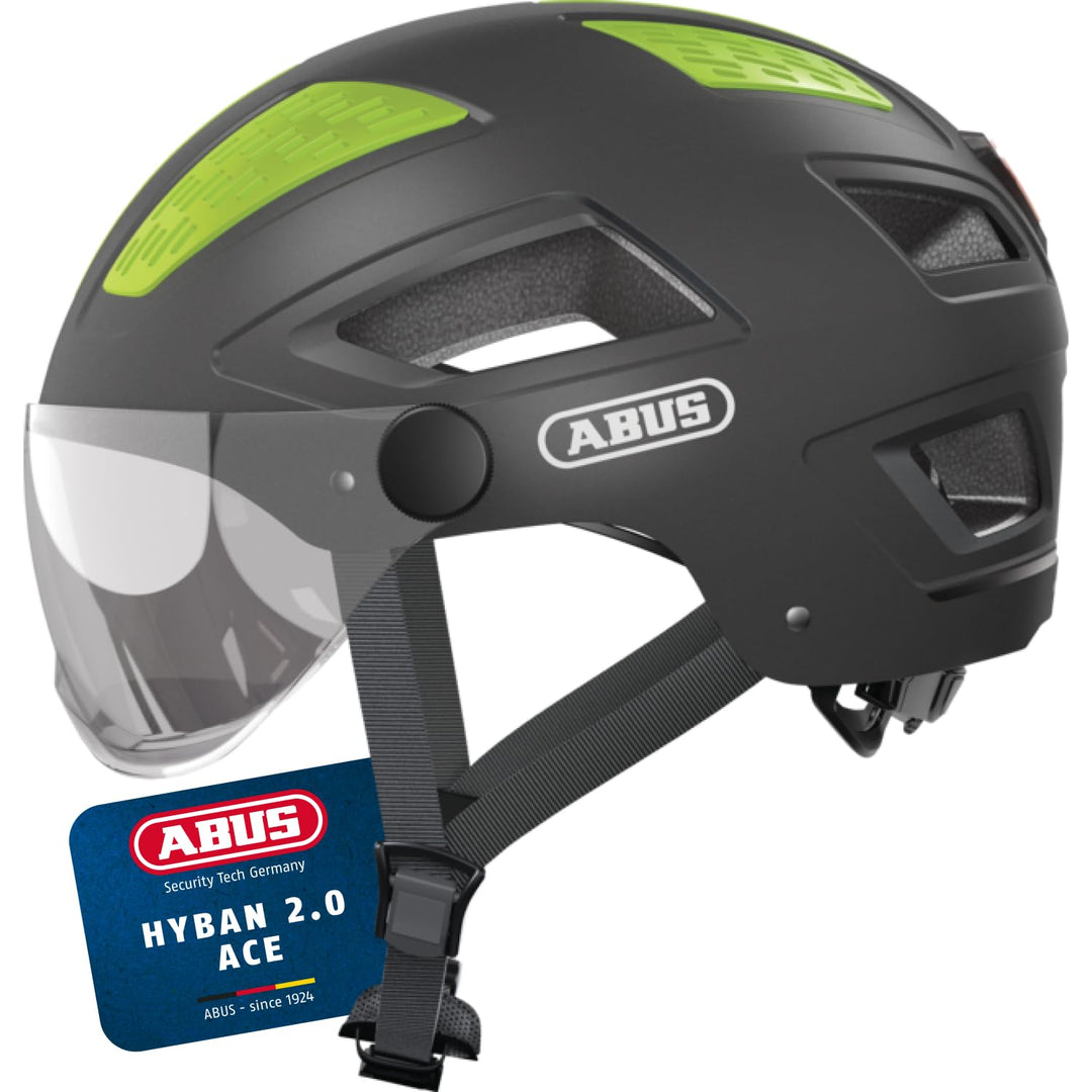 ABUS Stadthelm Hyban 2.0 ACE - Fahrradhelm mit Visier, Licht und ABS-Hartschale - für Damen und Herr