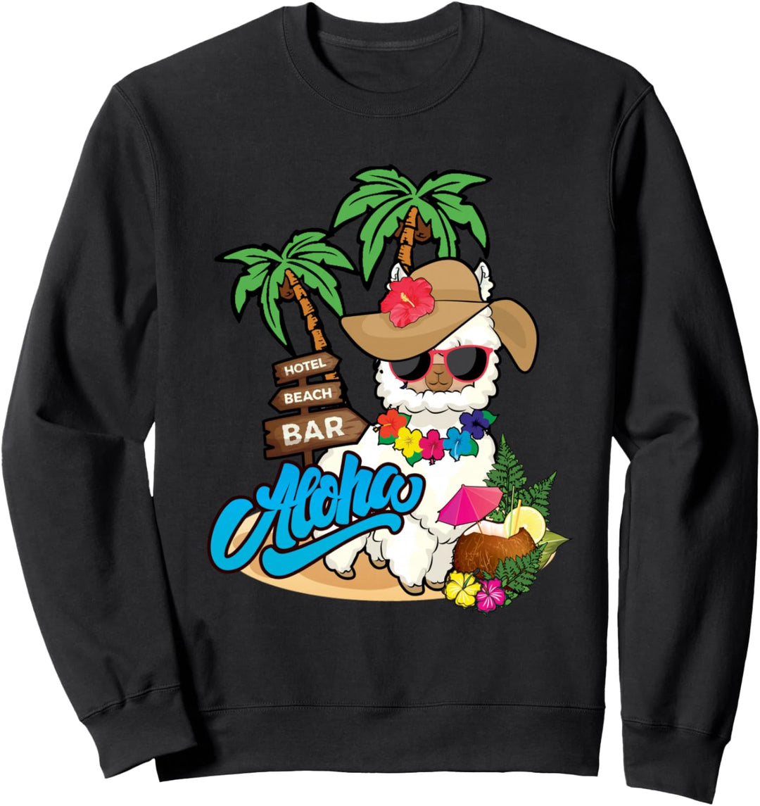 Hawaii Hawaiian Vacation Souvenir Aloha Tropical Llama Girl Sweatshirt