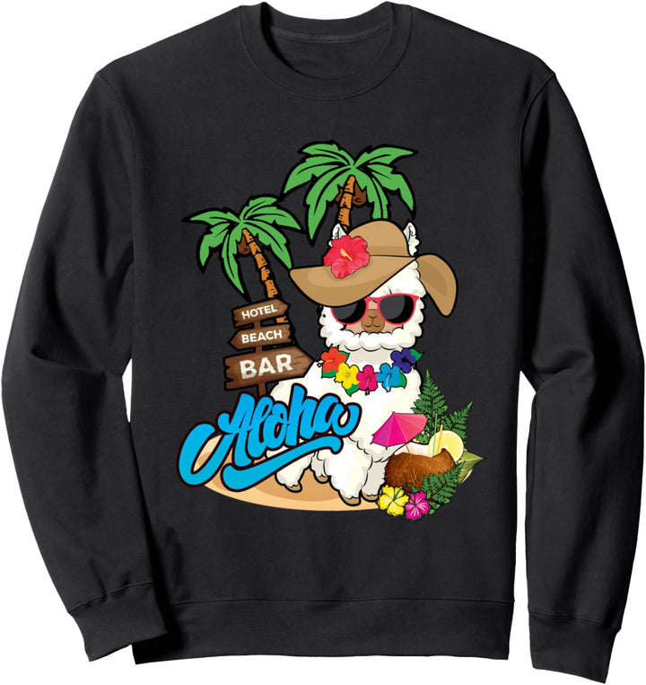 Hawaii Hawaiian Vacation Souvenir Aloha Tropical Llama Girl Sweatshirt