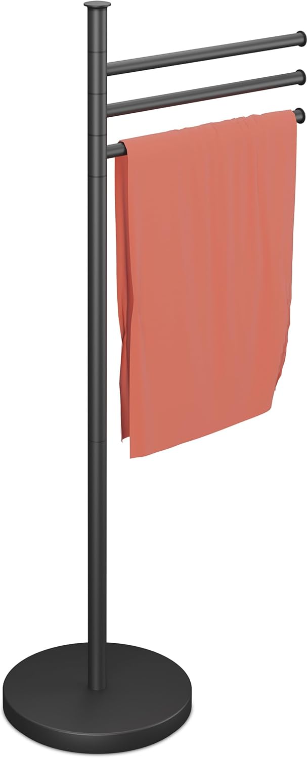 Relaxdays Handtuchhalter, 3 bewegliche Stangen, HBT: 85,5 x 42 x 22 cm, Edelstahl, Badezimmer, Handt