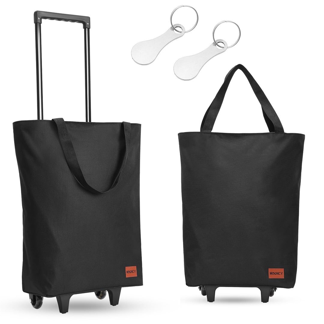 MOONCY 2-in-1 Einkaufstrolley, 30L Grosse Einkaufstasche auf Rollen, Leichter Einkaufswagen Klappbar