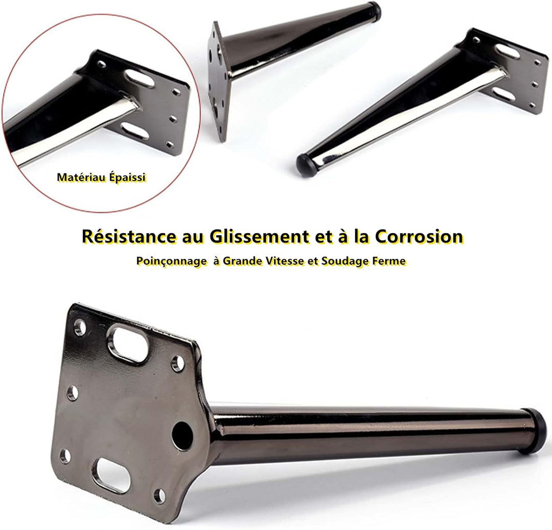 KMERCE 4 Stück Möbelfüsse Metall Dunkelgrau, Schrankfüsse 18cm, Kommodenfüsse, Sofa füsse, Füsse für