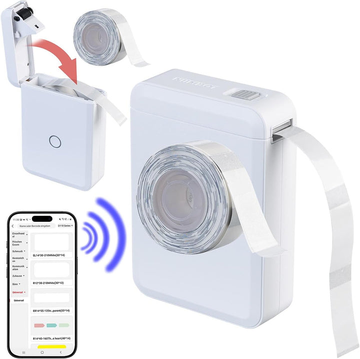 Callstel Etikettendrucker: Mobiler Akku-Thermo-Labeldrucker, Android & iOS, Bluetooth, App (Etikette