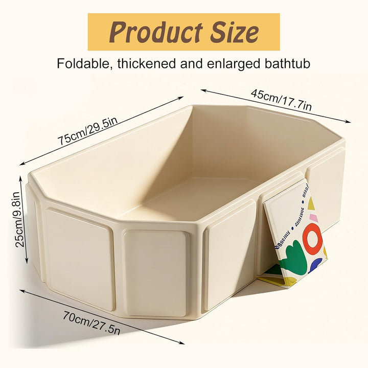 75x45x25cm Faltbare Badewanne für Kinder: Beige Tragbare Faltbare Babybadewanne, Grosse Kleinkindbad