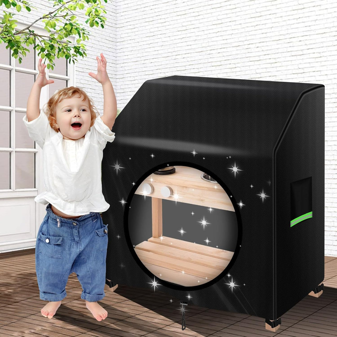 Matschküche Abdeckung, 420D Oxford 110x50x98cm(LxBxH) Wasserdicht Wetterfest Kinderküche Schutzhülle