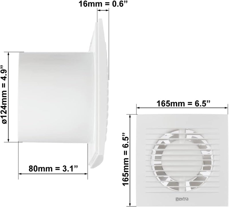 EUROPLAST Ø 125mm Wandventilator Lüfter AbluftVentilator Küche WC Bad - Lichtschalter-Aktivierung -