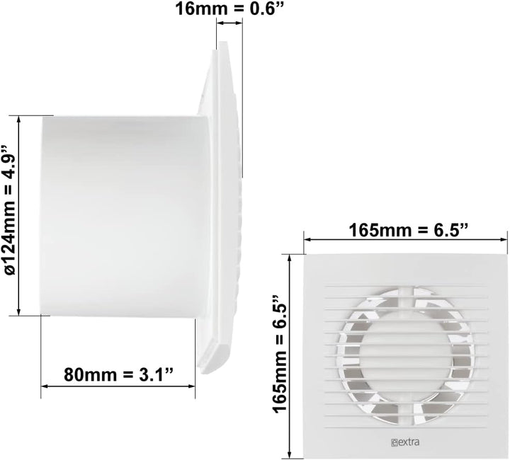 EUROPLAST Ø 125mm Wandventilator Lüfter Abluft Ventilator Küche WC Bad - mit Timer/Nachlauf - Kunsts