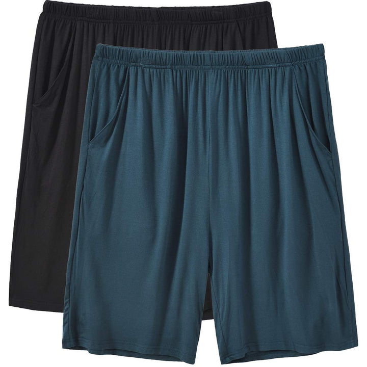 MoFiz Pyjamahose Herren Schlafanzughose Kurz Modal Schlafshorts Weit Loungewear XL 2 Pack-02, XL 2 P