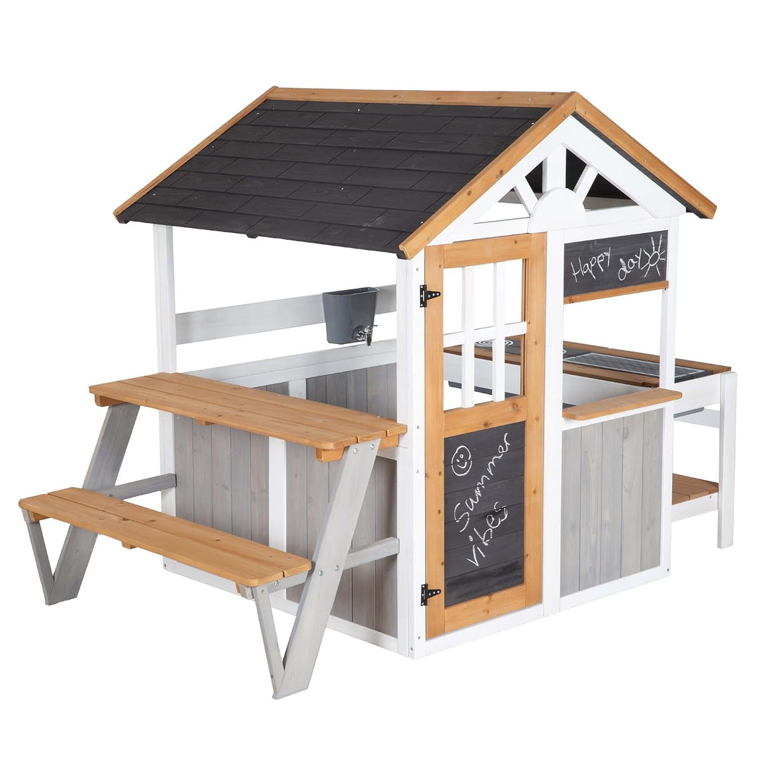 roba Picknickerweiterung für Spielhaus - Erweiterungsset mit Tisch &amp; Sitzbank für Outdoor-Spielhaus