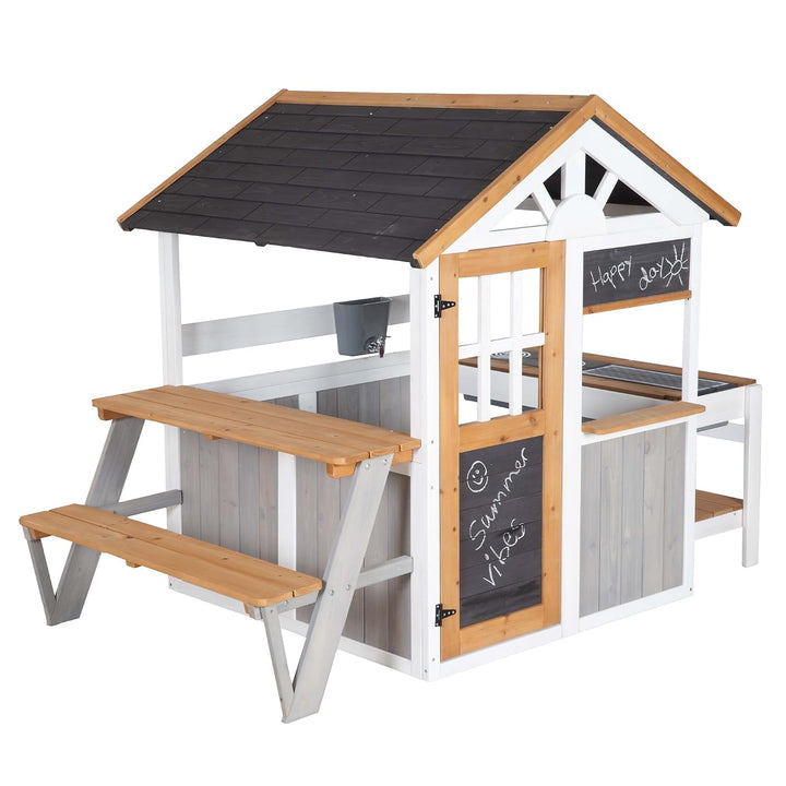 roba Picknickerweiterung für Spielhaus - Erweiterungsset mit Tisch &amp; Sitzbank für Outdoor-Spielhaus