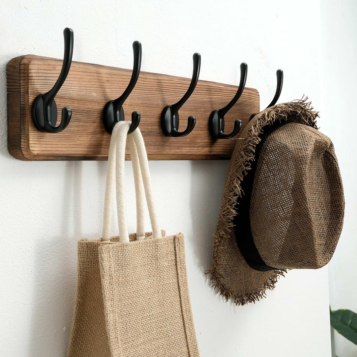 SKOLOO Garderobenleiste Holz Braun(2 Stück), 44 cm langer, hölzerner Kleiderhaken Wand, Rustikaler S