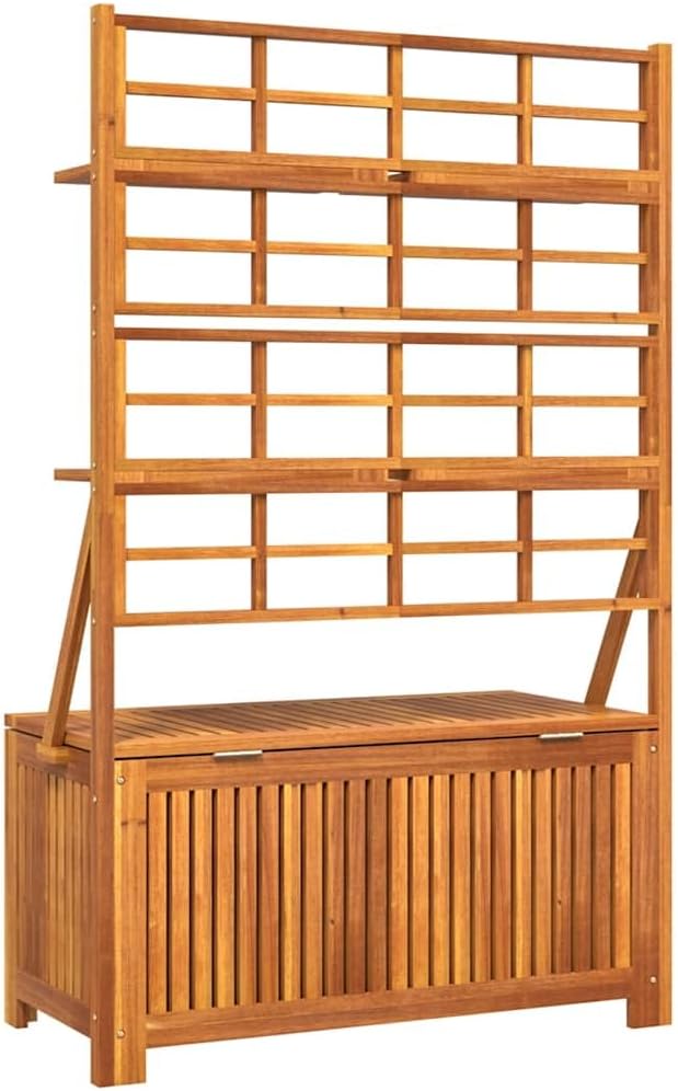 vidaXL Truhe mit Rankgitter Aufbewahrungsbox Auflagenbox Gartenbox Blumenregal Rankhilfe Gartentruhe