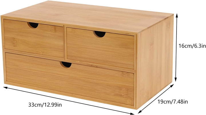 Bambus Schreibtisch Organizer mit Schubladen Schubladenbox Bambus Mini Kommode, Aufbewahrungsbox mit