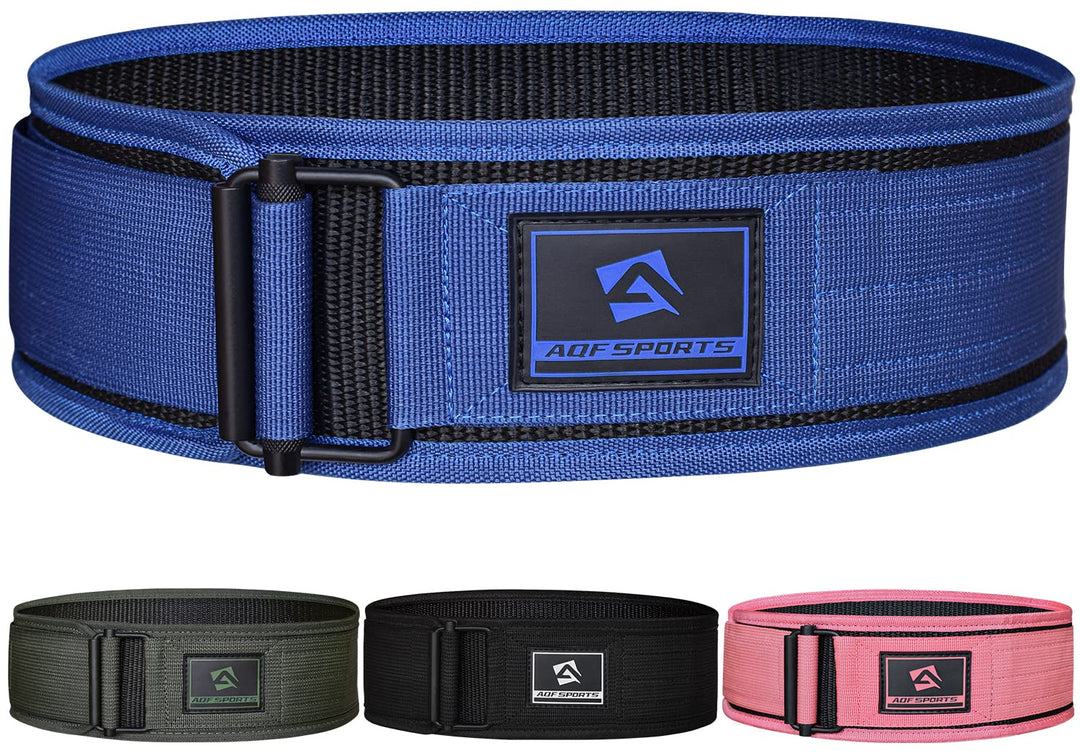 AQF Gewichthebergürtel Nylon, 4" Rückenstütze mit Autolock-Schnalle Blau L, Blau L