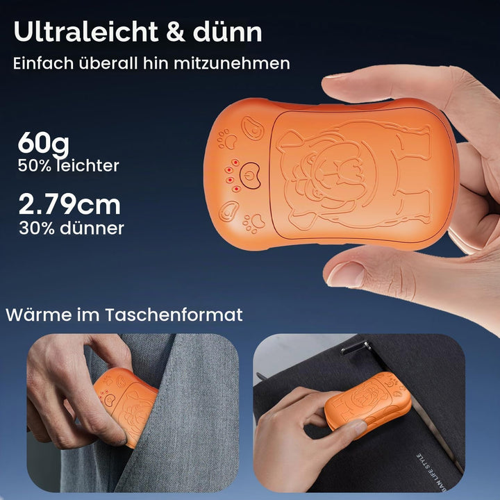 Handwärmer Elektrisch，2er Set 6000mAH Akku Elektrischer Handwärmer Wiederverwendbar Aufladbar Tasche