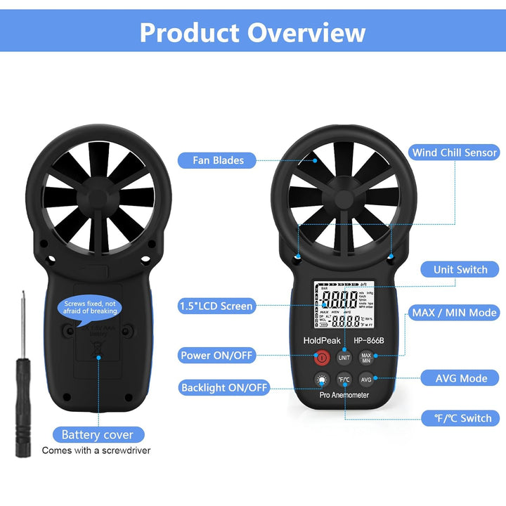 Anemometer windmesser, digitales Windgeschwindigkeitsmessgerät, Windgeschwindigkeit/Windkühlung, Win