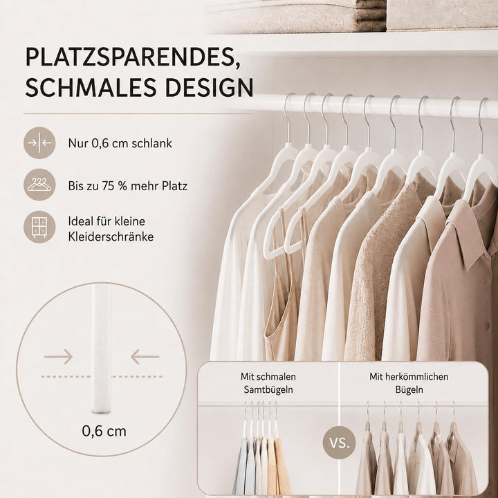 HOUSE DAY Kleiderbügel Samt 40 Stück, rutschfeste Schmale Bügel als Kleiderbügel Platzsparend design