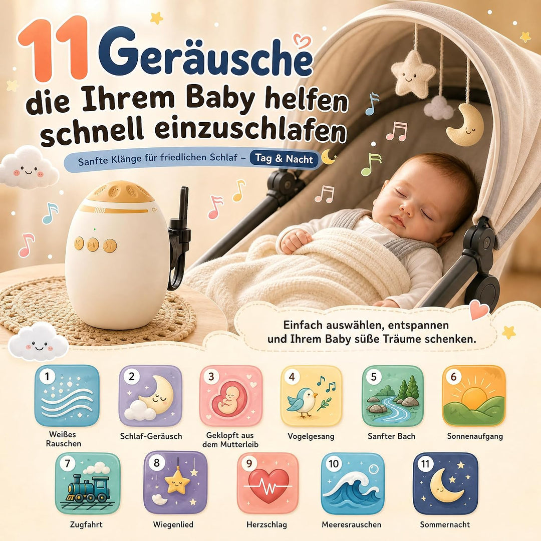 Kinderwagen Schaukler mit 11 Beruhigende Klänge, Wiederaufladbar (USB-C) | Einstellbare Schaukelinte