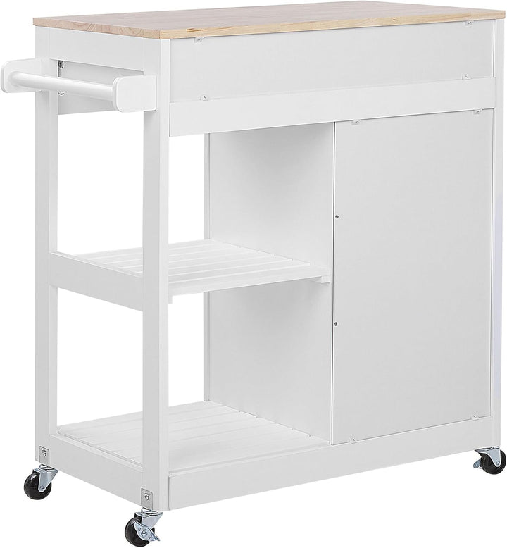 Beliani Praktischer Servierwagen mit Ablage Schublade Schrank Landhausstil weiss Trapani