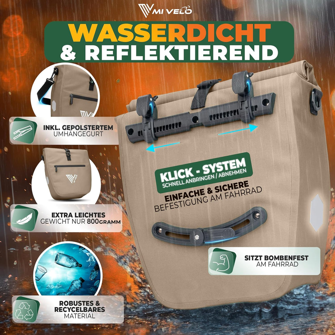 MIVELO 2in1 Fahrradtasche für Gepäckträger - Gepäckträgertasche wasserdicht - Inkl. gepolstertem Lap