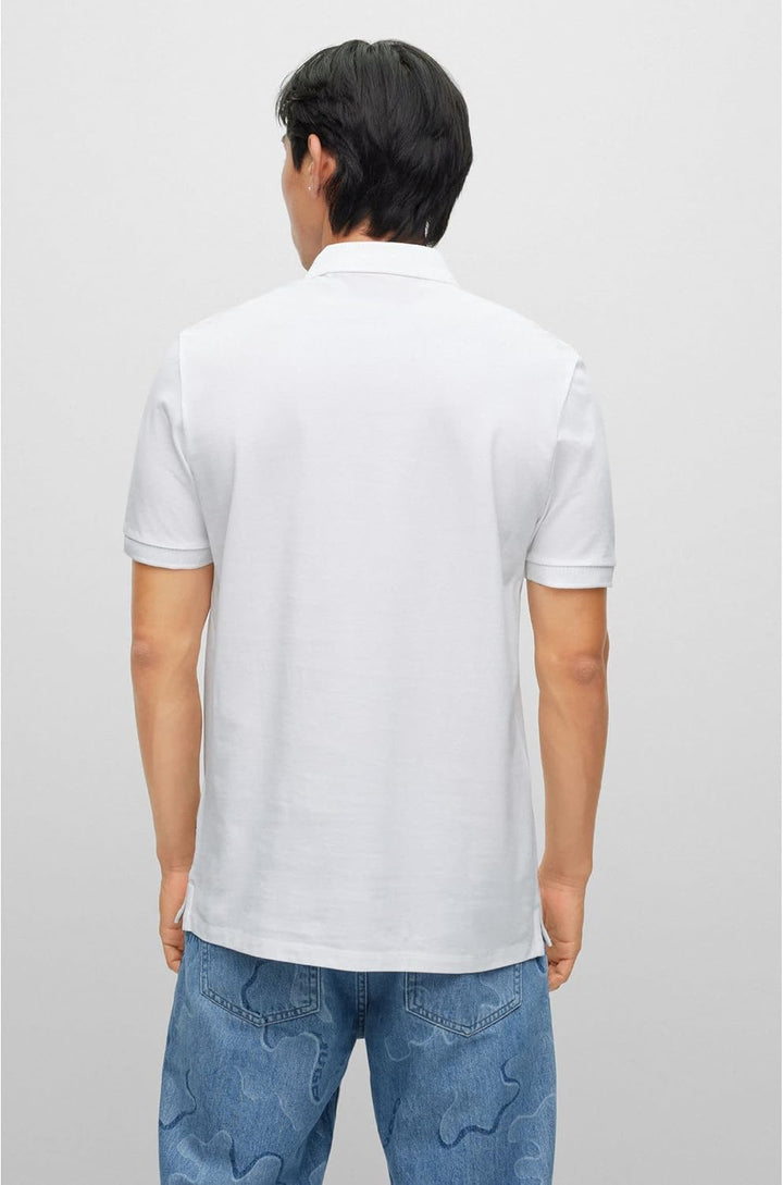 HUGO Herren Dereso222 Slim-Fit Poloshirt aus Baumwoll-Piqué mit Logo-Label M White100, M White100