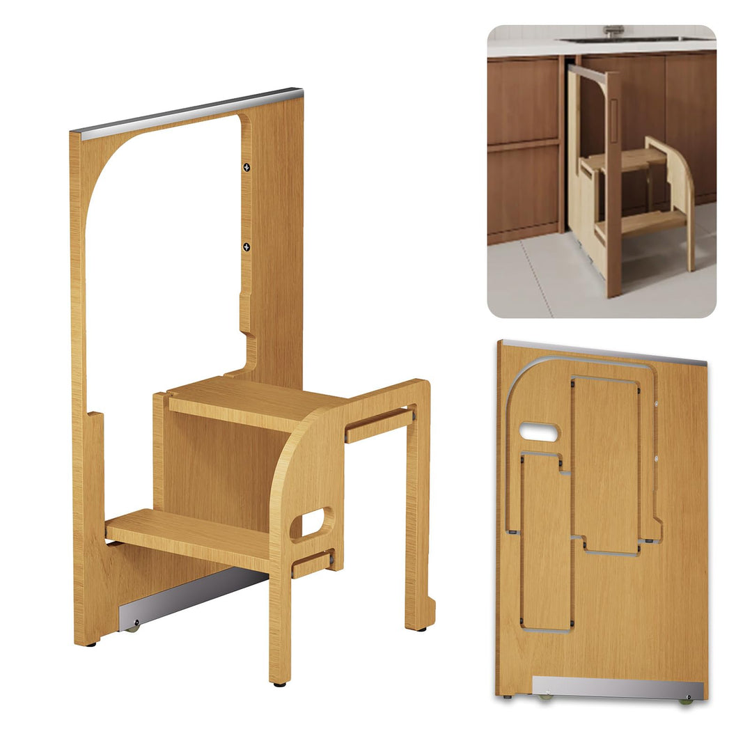 Klappbarer Tritthocker für Erwachsene, zusammenklappbarer Tritthocker aus Holz für die Küche, 200 kg