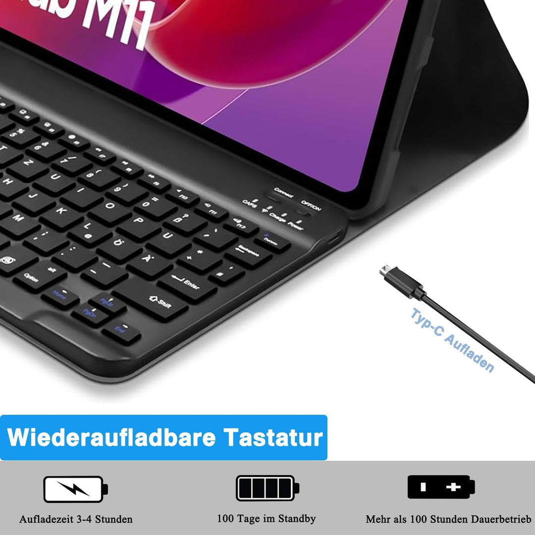 COEZFE Lenovo Tab Lenovo Tab M11 Tastatur Hülle, Deutsches QWERTZ Tastatur für Lenovo M11 11 Zoll, S