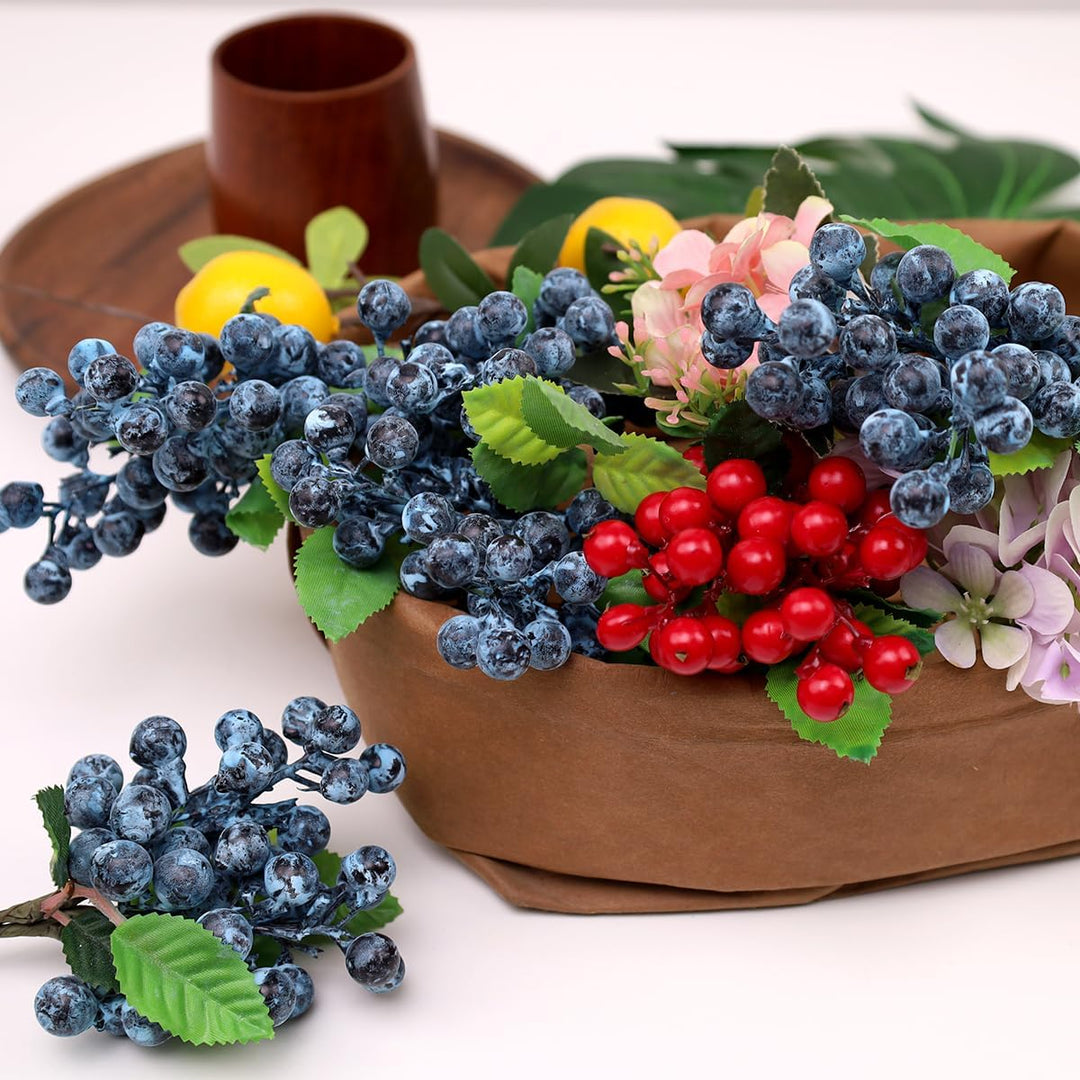 Meiwlong 3 Stück Künstlich BlauBeeren Blumen Gefälschte Schaum Beeren Dekoration Hochzeit Zuhause Pa