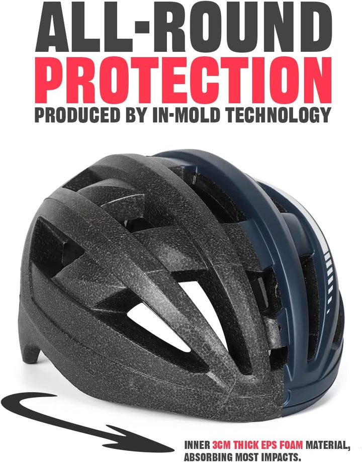 VICTGOAL Fahrradhelm Herren Damen MTB Helm mit Abnehmbarer Magnetische Schutzbrille Visier Atmungsak