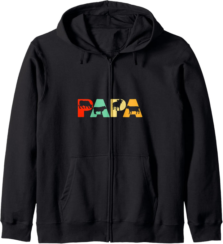 Retro Kuh Papa, Lustige Papa Kuh Vatertag Kapuzenjacke