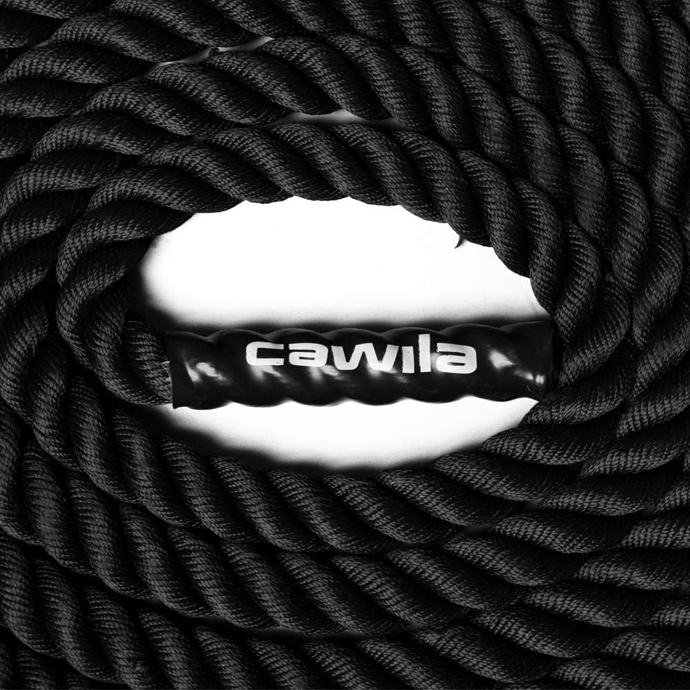 Cawila Gym Rope Traininsseil für Kraft & Ausdauer, 12 oder 15 Meter Länge, Battlerope Schwarz 12 m,