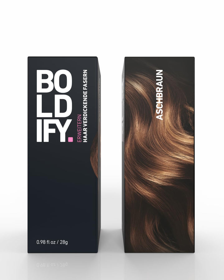 BOLDIFY Streuhaar für Dünner Werdendes Haar (Aschbraun), Unsichtbar, Natürlich, Grosse Flasche, 28g,