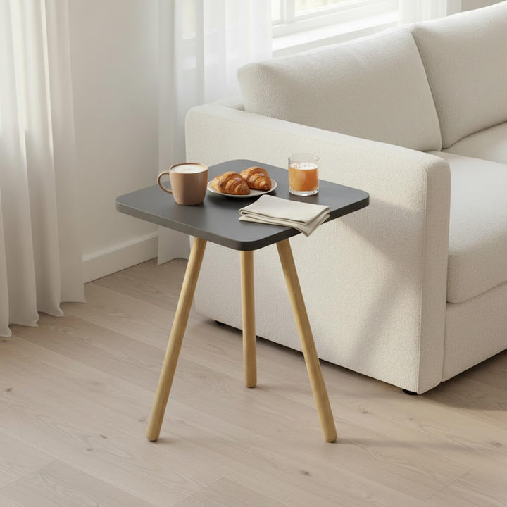 Beistelltisch Anthrazit 34x45 cm Holzbeine Sofatisch Couchtisch Nachttisch Skandinavisch Anthrazit Q