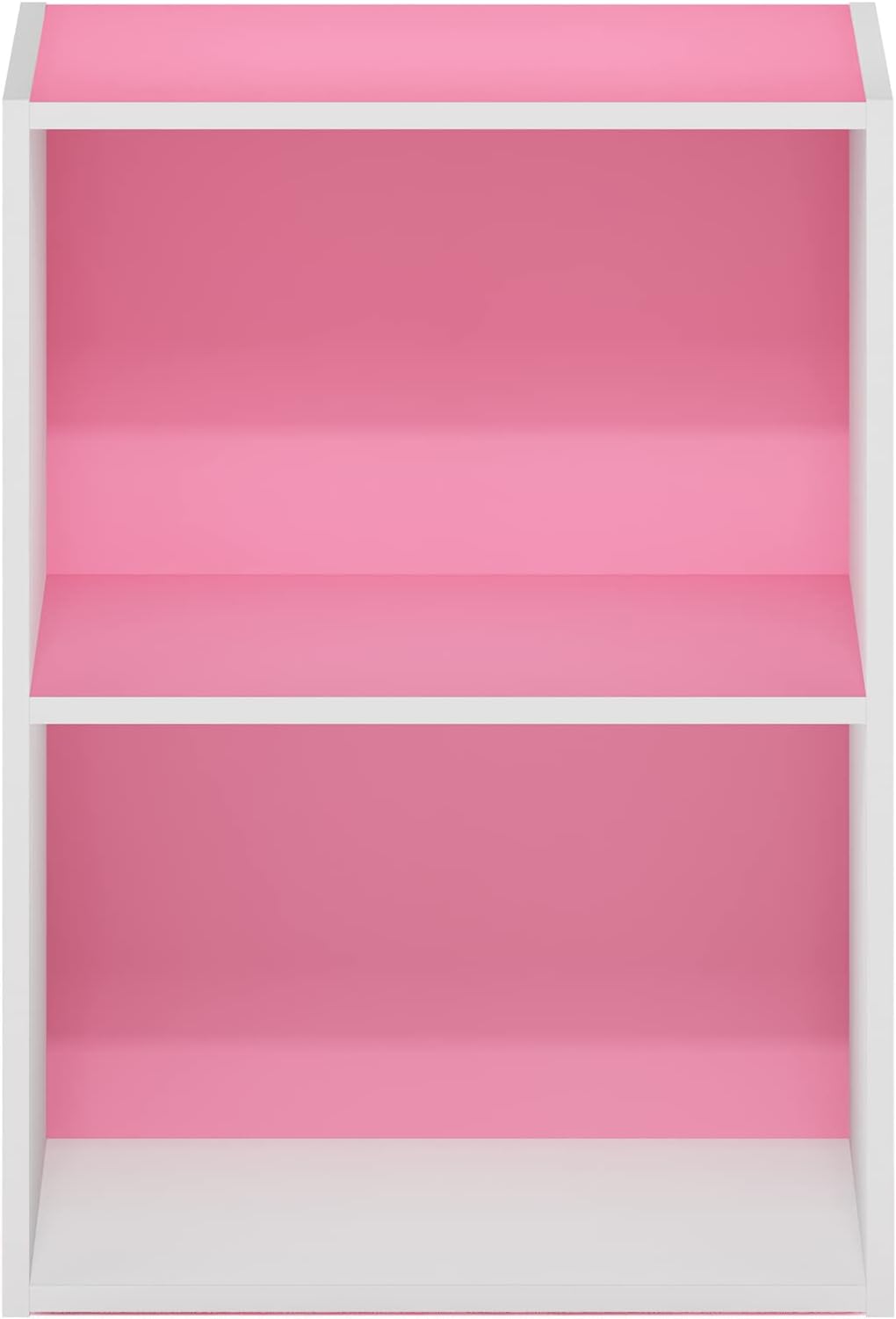 Furinno Luder Bücherregal 2-stöckig Rosa Weiss Weiss/Rosa 23.7(D) x 39.5(W) x 53.9(H) cm, Weiss/Rosa