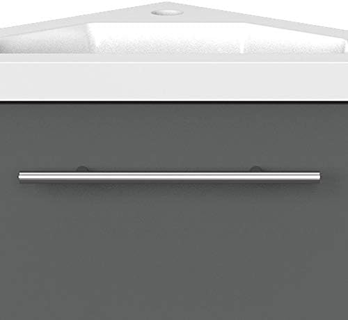 HAPAOSO Eckwaschbecken mit Unterschrank Gäste Wc Klein 40 cm Eckschrank Grau 1 Soft-Close Türen Häng