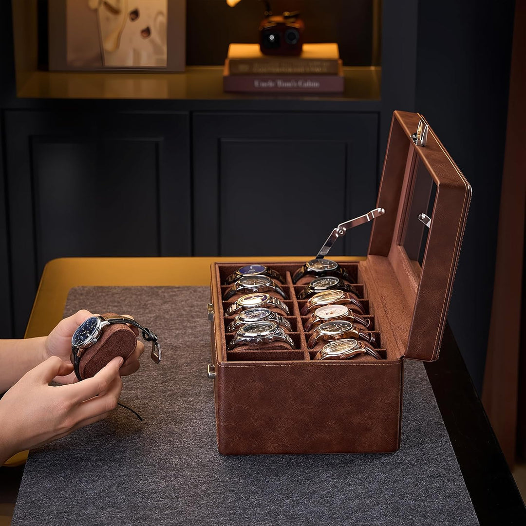ProCase 12 Slot Uhrenbox für Herren，Uhrenkasten mit Schublade, Men’s Watch Box, Uhrenaufbewahrung Uh