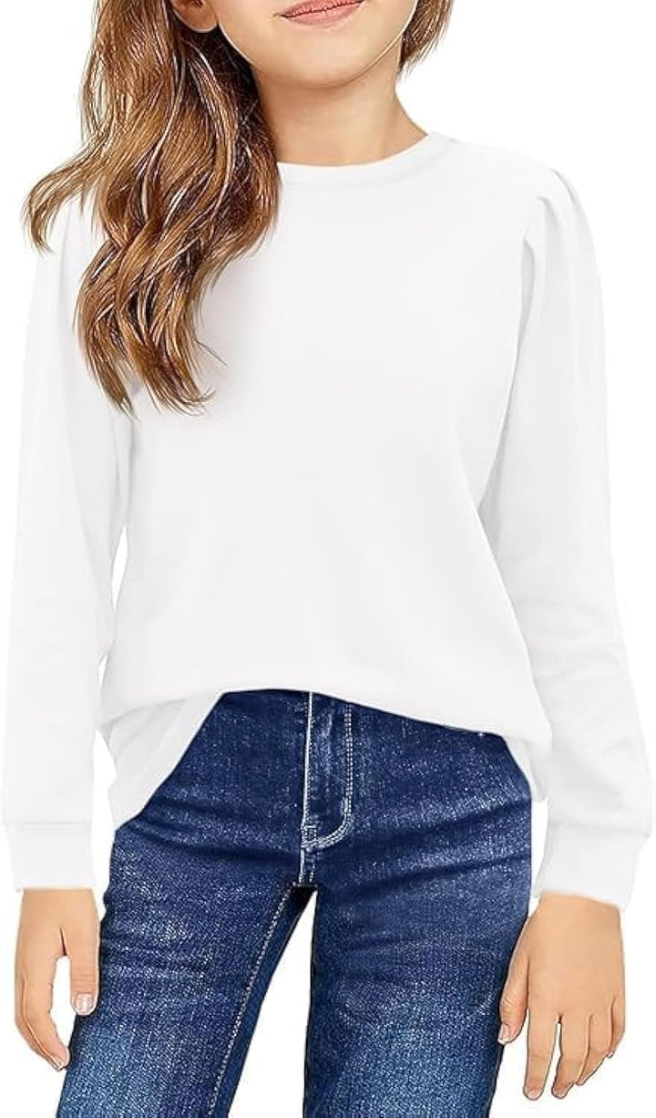 Haloumoning Mädchen Langarm T-Shirt Baumwolle Rundhals Top Leichtgewicht Sport Langarmshirt Basic Ca