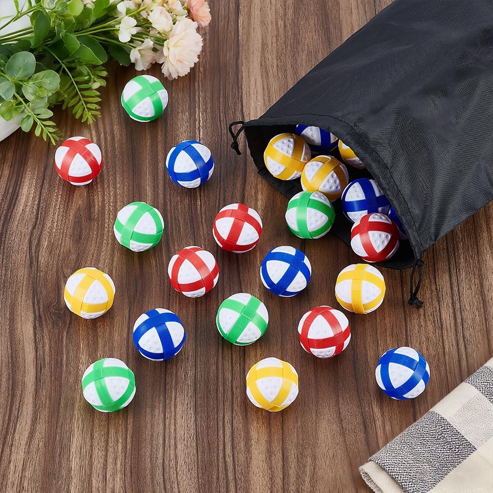UNICRAFTALE 64 Stück 4 Farben Klett Golfbälle 1.3 Zoll/33mm Durchmesser Mini Klett Übungsbälle Aus K