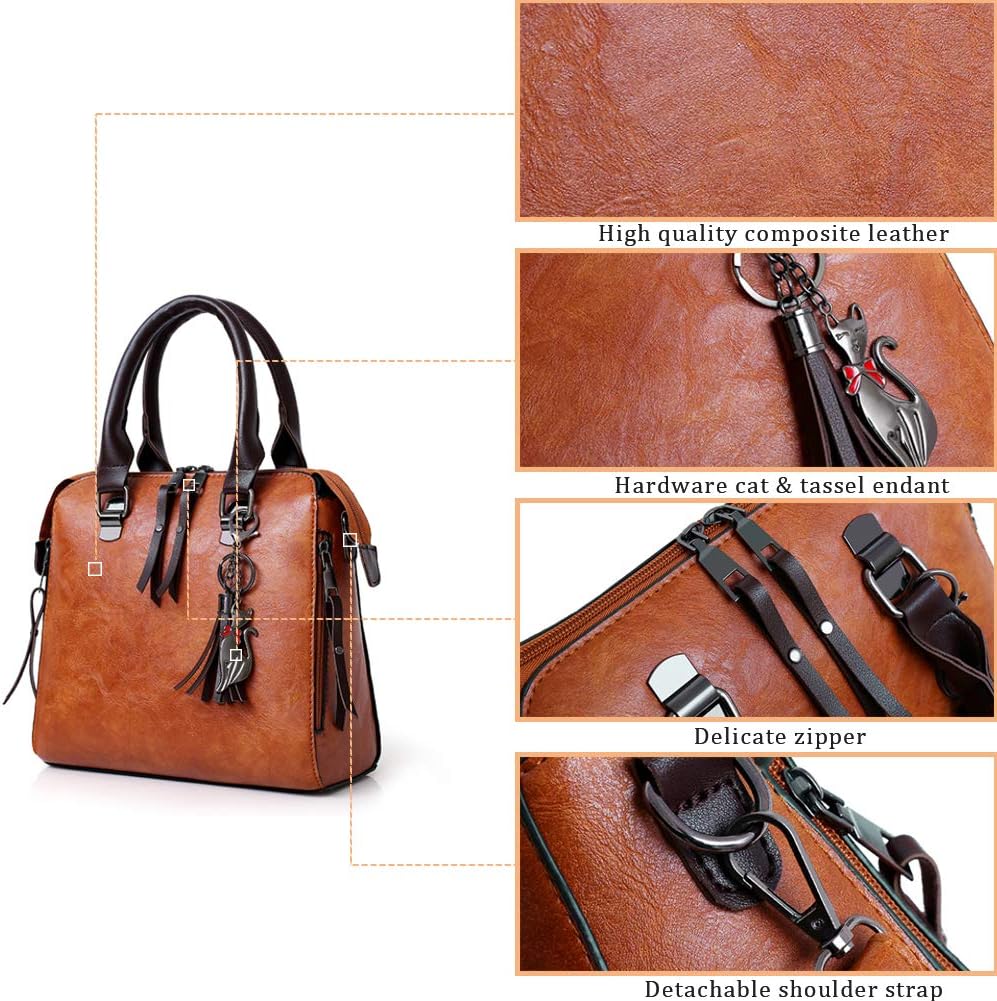 Segater® Damen Mode-Handtasche+Schultertaschen+ Geldbörse+Kartengeldbeutel Frau PU Leder Umhängetasc